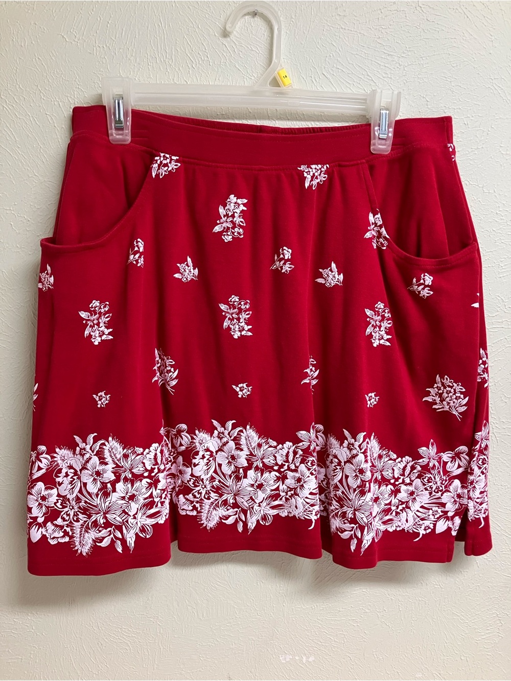 Red Floral Border Skort with Pockets - Women